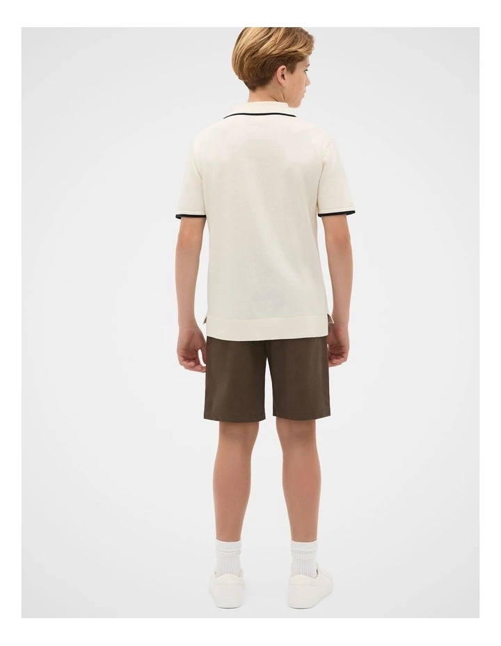 Knit Polo in Vintage Cream image 4