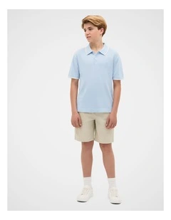 Knit Polo in Sky