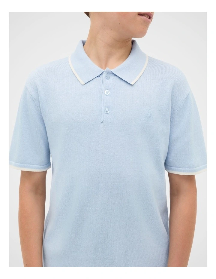 Knit Polo in Sky image 2