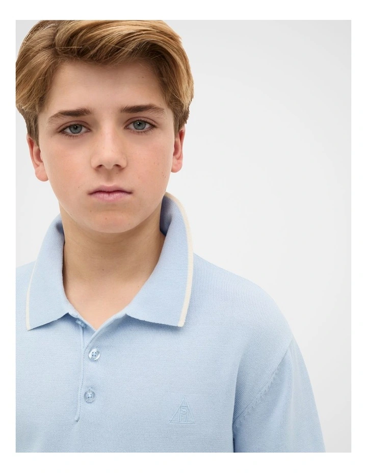 Knit Polo in Sky image 3