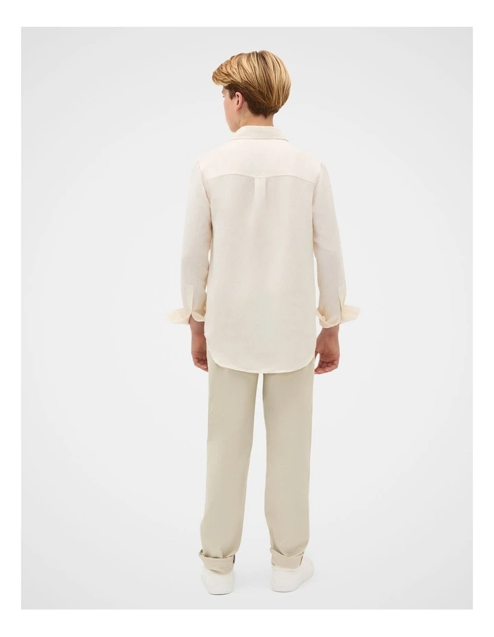 Linen Shirt in Vintage Cream image 4