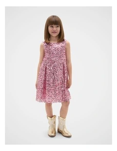 Sequin Bow Dress in Candy Pink