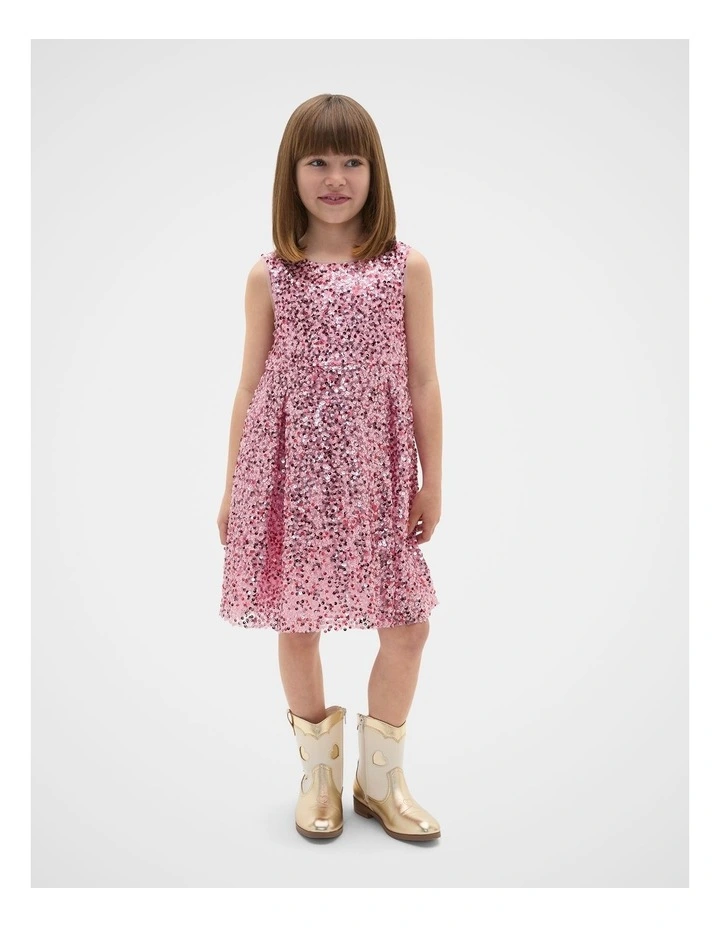 Sequin Bow Dress in Candy Pink image 1