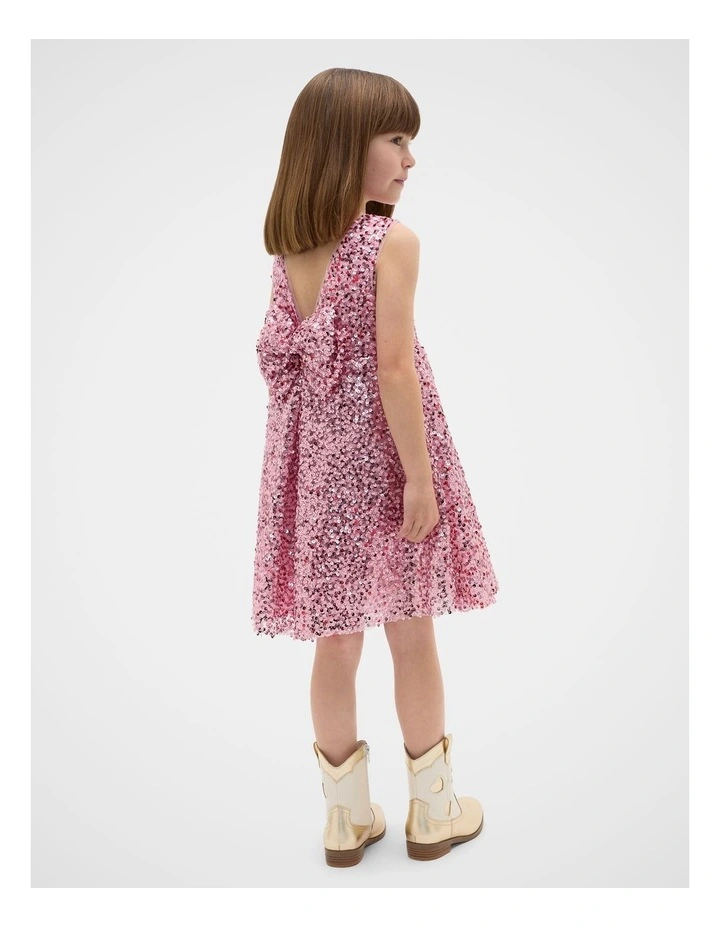 Sequin Bow Dress in Candy Pink image 2
