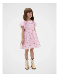 Glitter Tulle Dress in Pink Lemonade