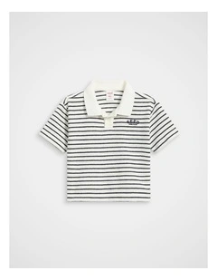 Core Stripe Texture Polo in Midnight Blue