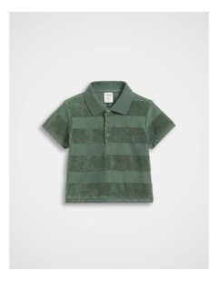 Texture Stripe Polo in Olive