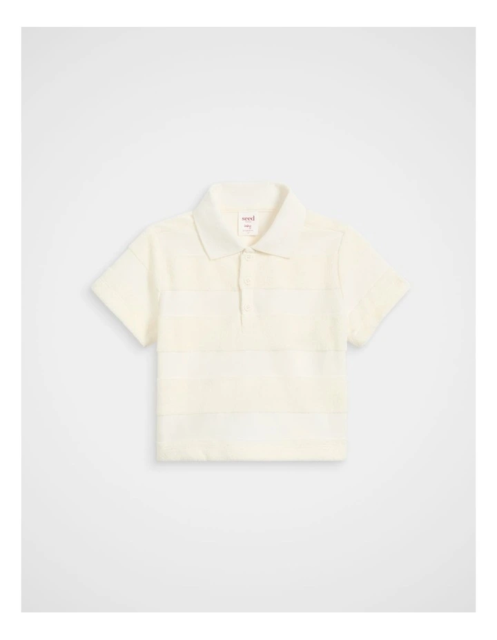 Texture Stripe Polo in Classic Cream image 1