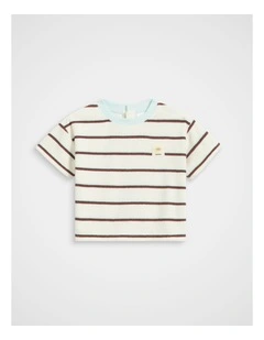Stripe Patch Tee in Classic Cream