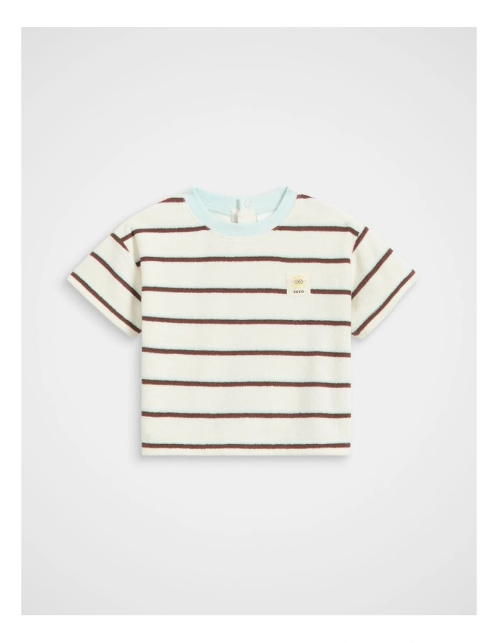 Stripe Patch Tee in Classic Cream image 1