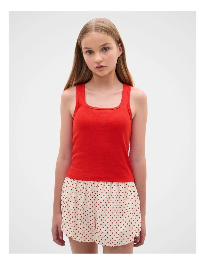 Square Neck Logo Tank in Fiery Red image 2