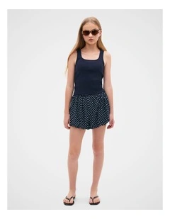 Square Neck Logo Tank in New Navy
