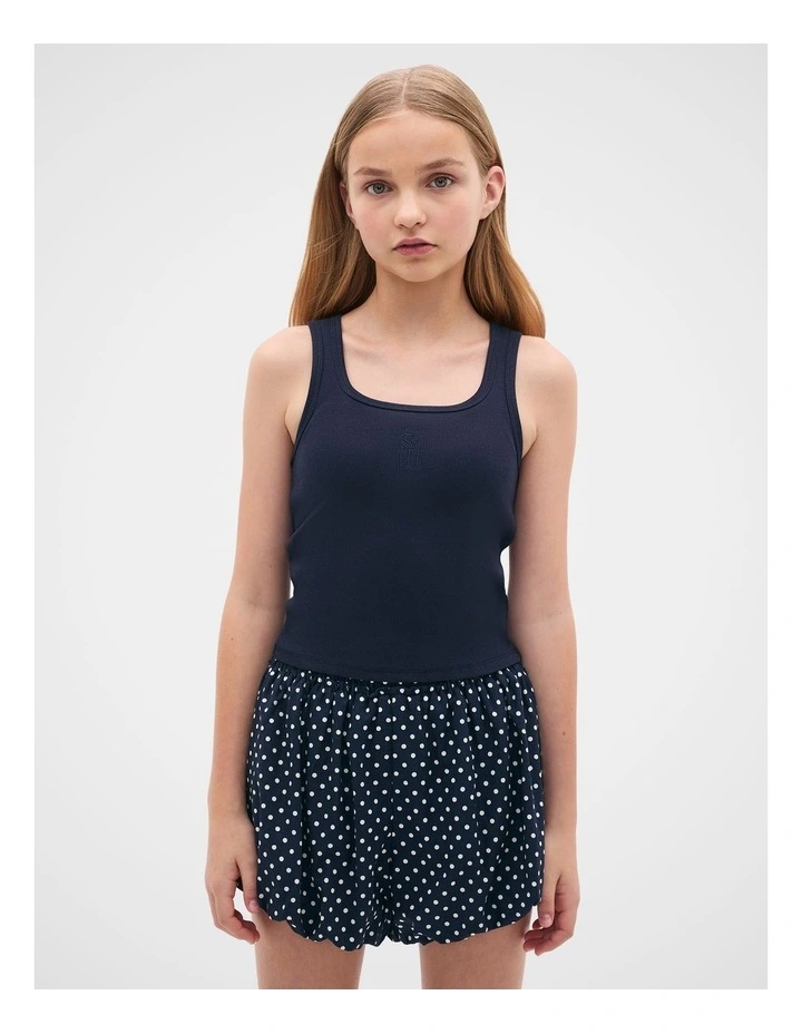 Square Neck Logo Tank in New Navy image 3