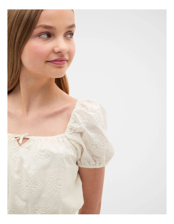 Broderie Top in Classic Cream image 3