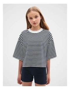 Stripe Boxy Tee in Multi