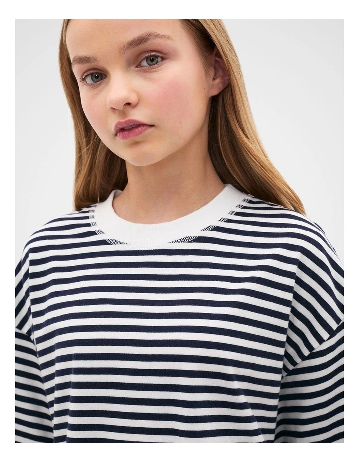 Stripe Boxy Tee in Multi image 3