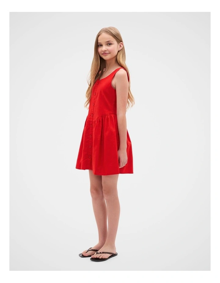 Button Front Dress in Fiery Red image 2