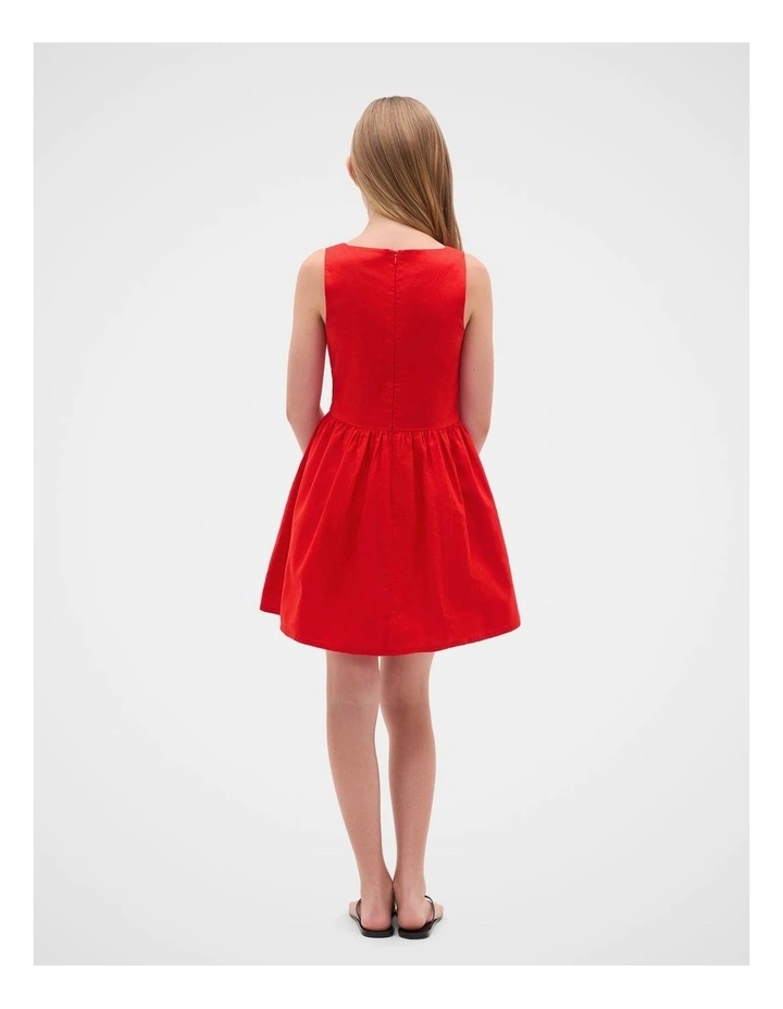 Button Front Dress in Fiery Red image 4