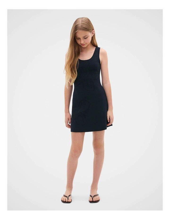 Flower Knit Dress in New Navy image 1