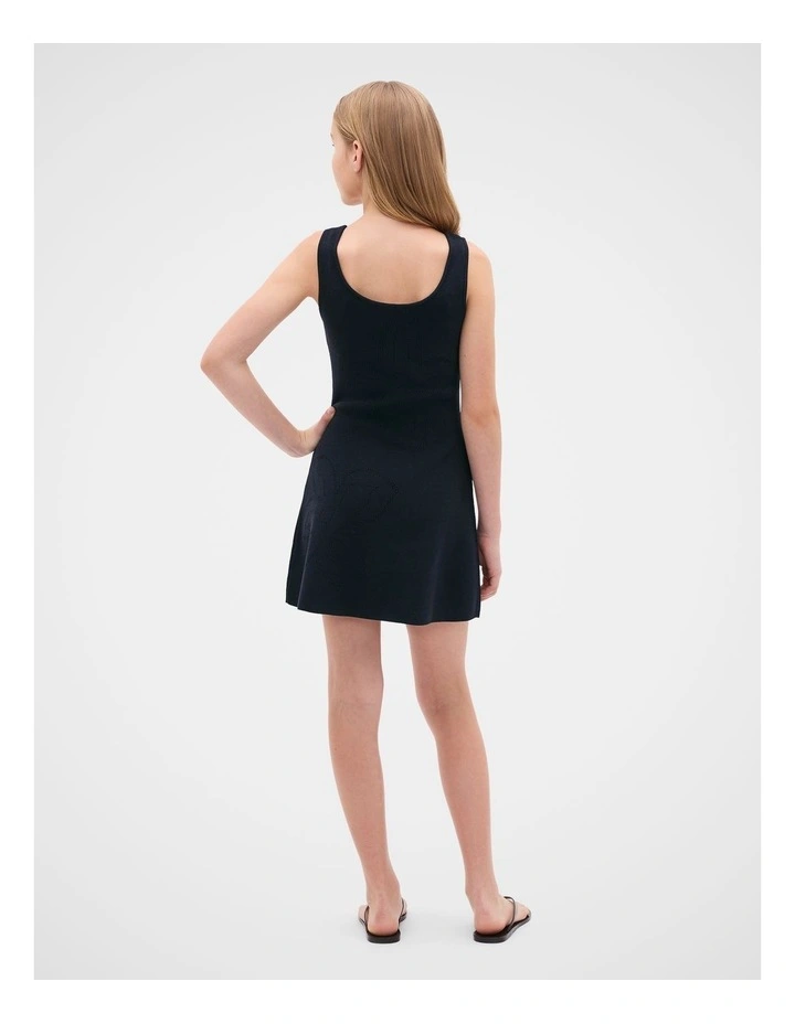 Flower Knit Dress in New Navy image 4