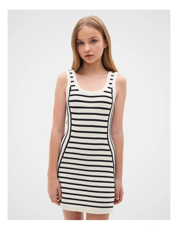 Stripe Knit Dress in Classic Cream image 3