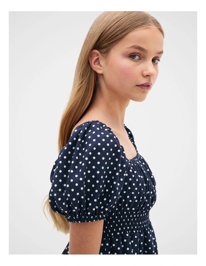 Puff Sleeve Dress in New Navy image 3