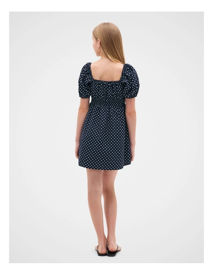Puff Sleeve Dress in New Navy image 4