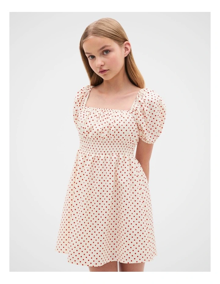 Puff Sleeve Dress in Classic Cream image 2