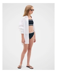 Shirred Spot Bow Bikini in New Navy