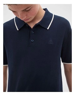 Knit Polo in Midnight Blue