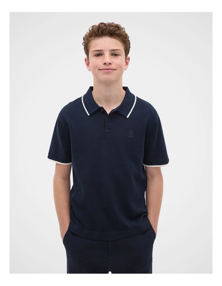 Knit Polo in Midnight Blue image 2