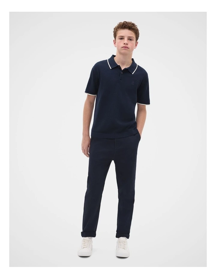 Knit Polo in Midnight Blue image 3