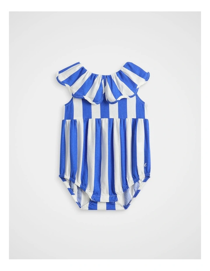 Stripe Collar Romper in Sapphire Blue image 1