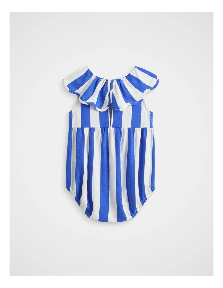 Stripe Collar Romper in Sapphire Blue image 2