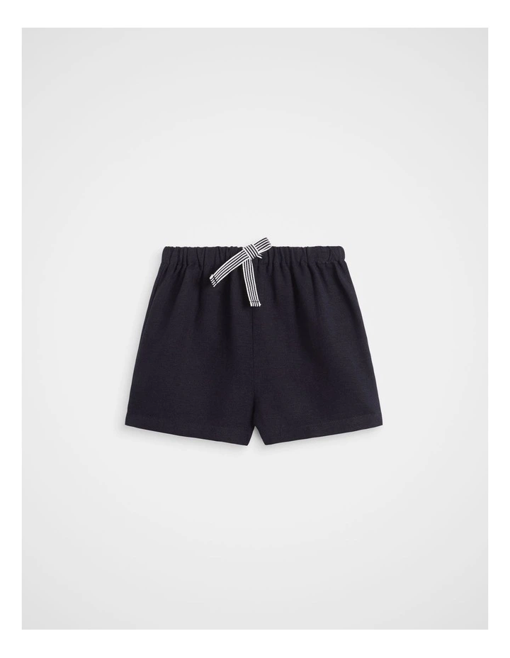 Linen Blend Short in Midnight Blue image 1