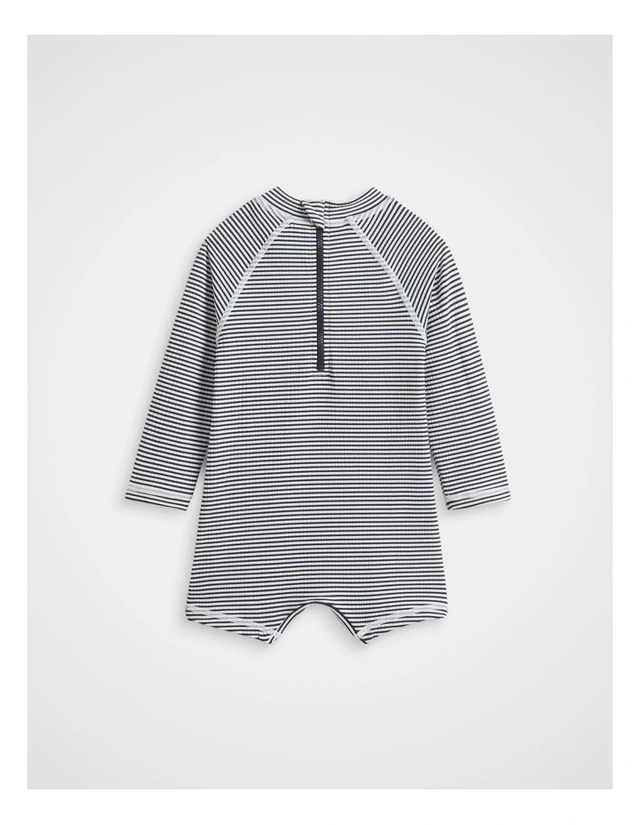 Textured Stripe Swimsuit in Midnight Blue image 2