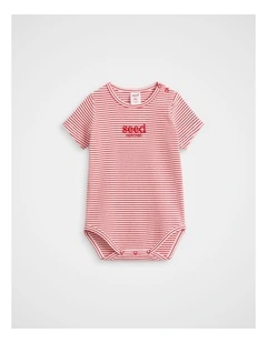 Core Rib Logo Bodysuit in Fiery Red