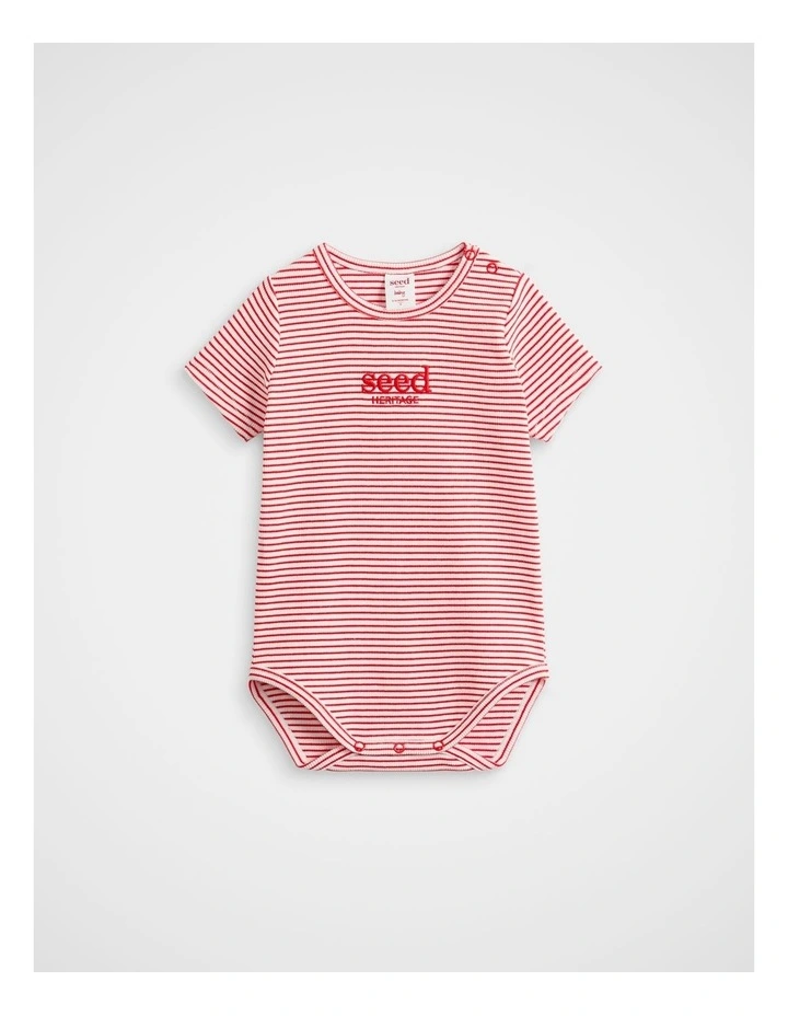 Core Rib Logo Bodysuit in Fiery Red image 1