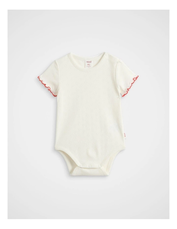 Pointelle Heart Bodysuit in Classic Cream image 1