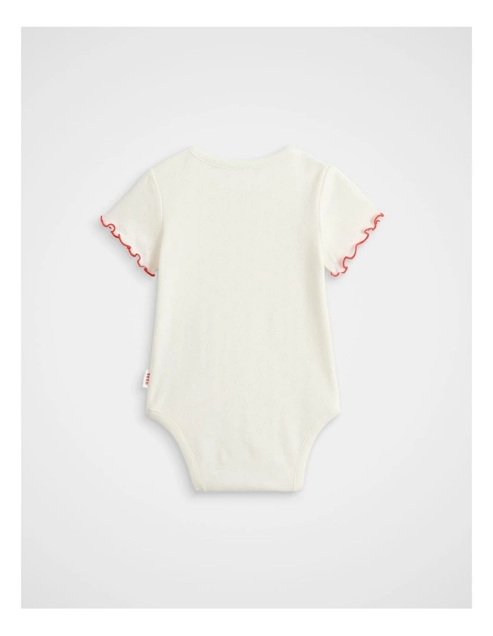 Pointelle Heart Bodysuit in Classic Cream image 2