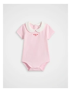 Collared Heart Bodysuit in Musk