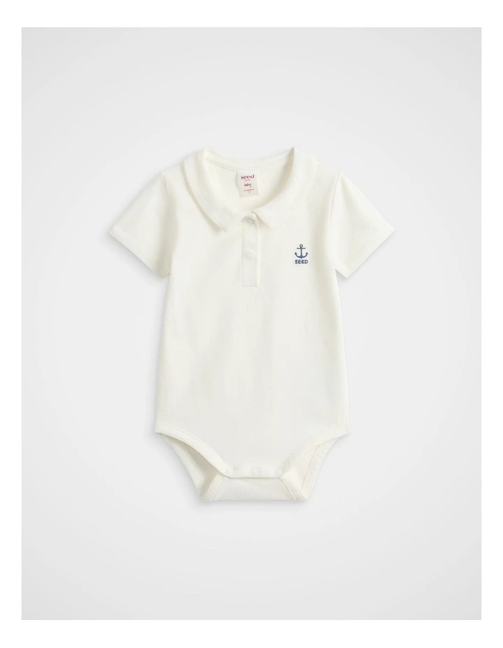 Collared Bodysuit in Classic Cream image 1