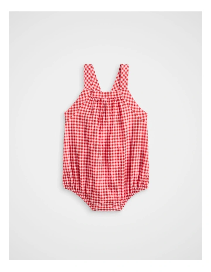 Gingham Romper in Fiery Red image 1