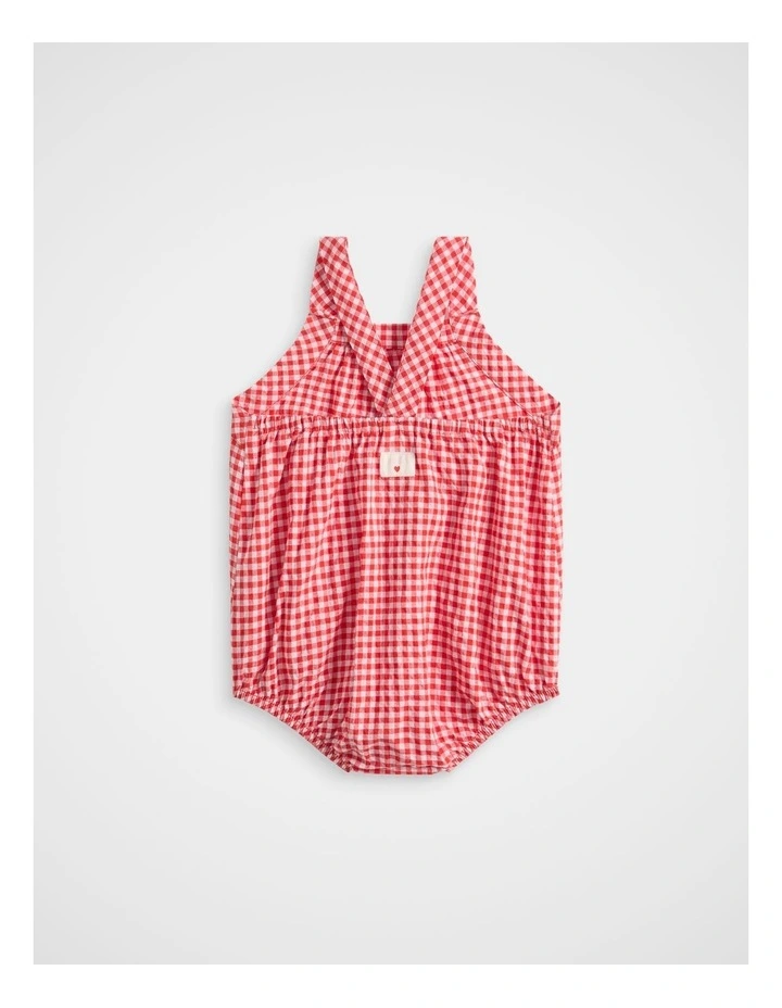 Gingham Romper in Fiery Red image 2