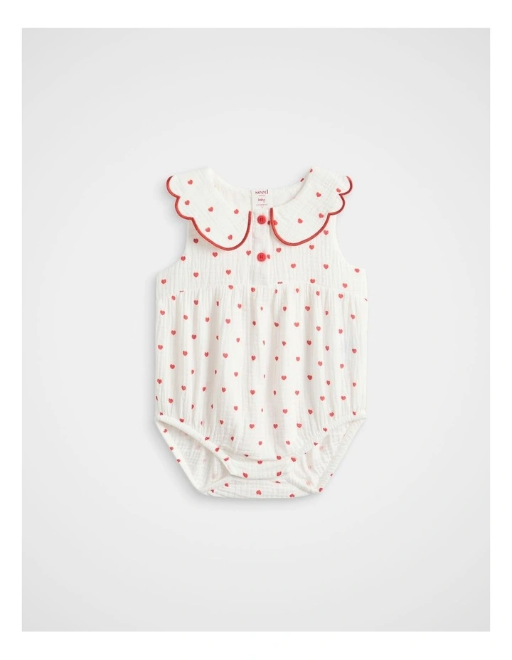 Heart Scallop Romper in Classic Cream image 1