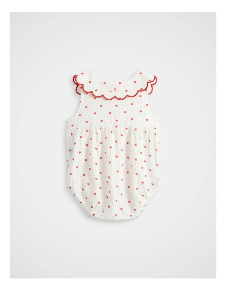 Heart Scallop Romper in Classic Cream image 2