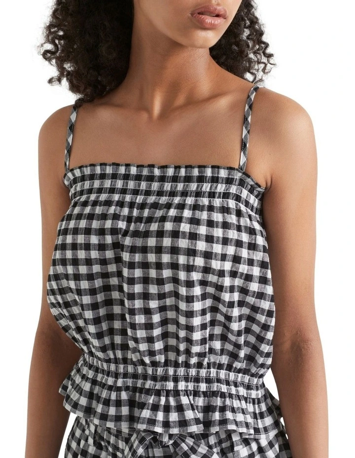 Gingham Top in Black image 1