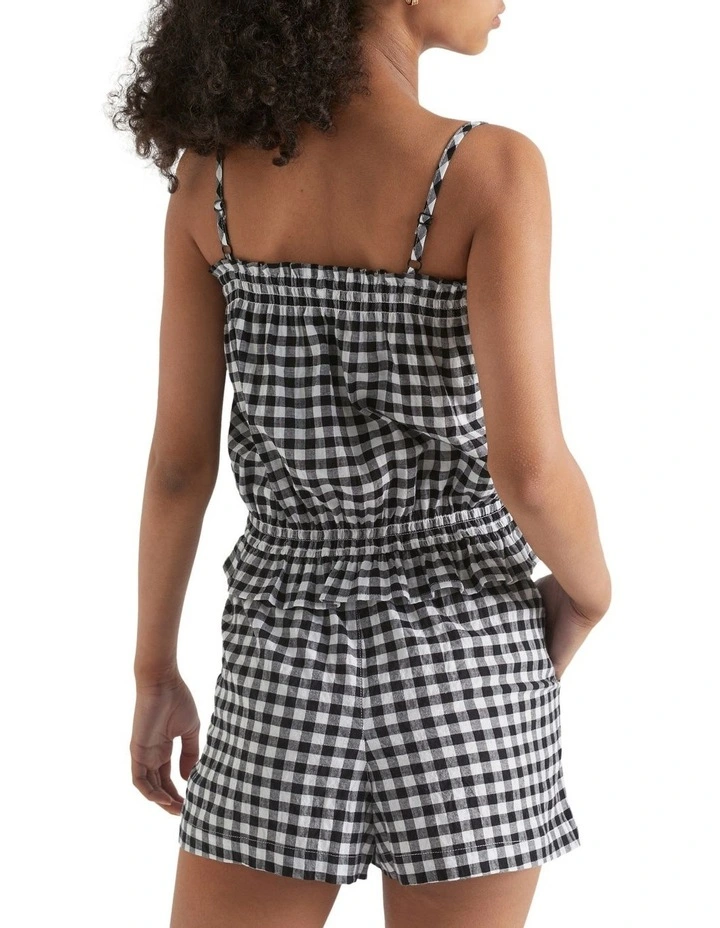 Gingham Top in Black image 2