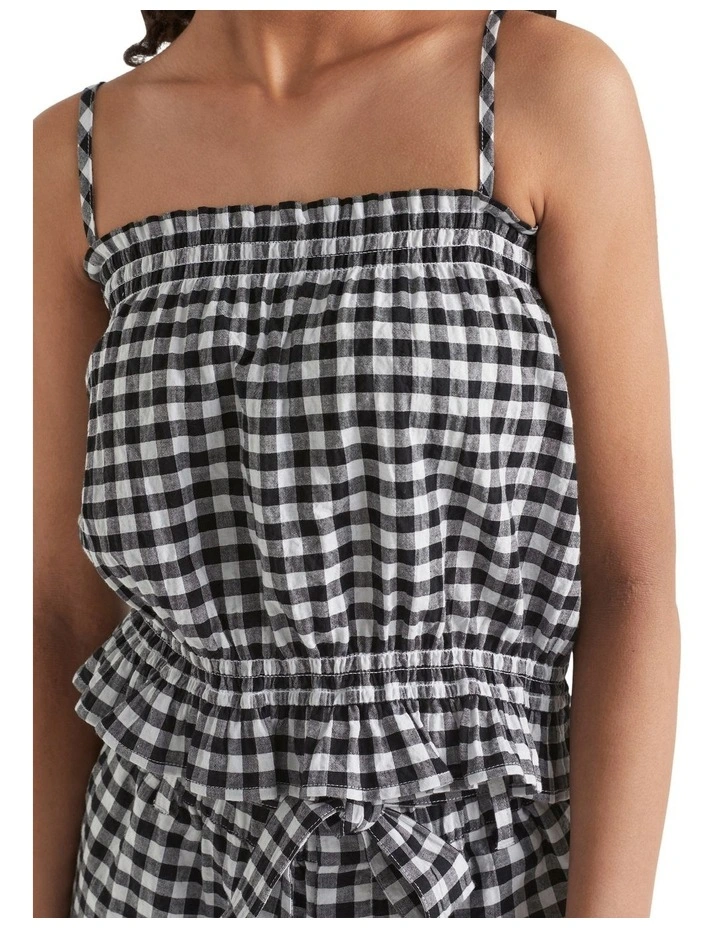 Gingham Top in Black image 3