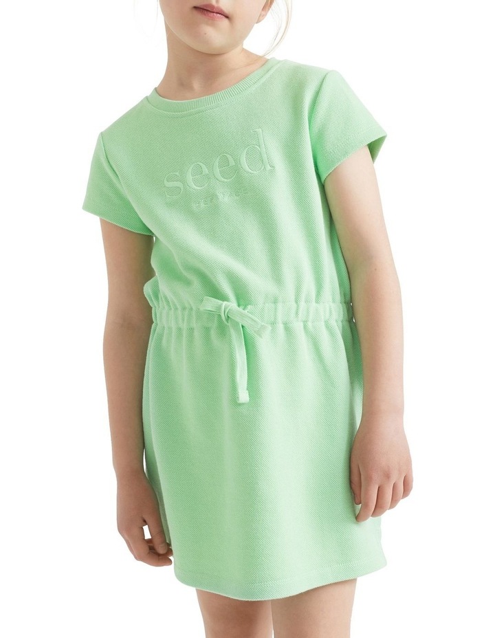 Core Pique Logo Dress In Pistacchio